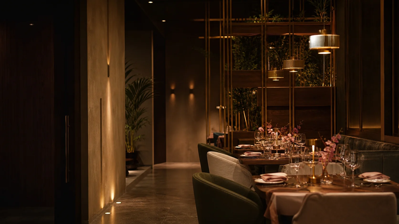 Elegant contemporary fine-dining restaurant interior